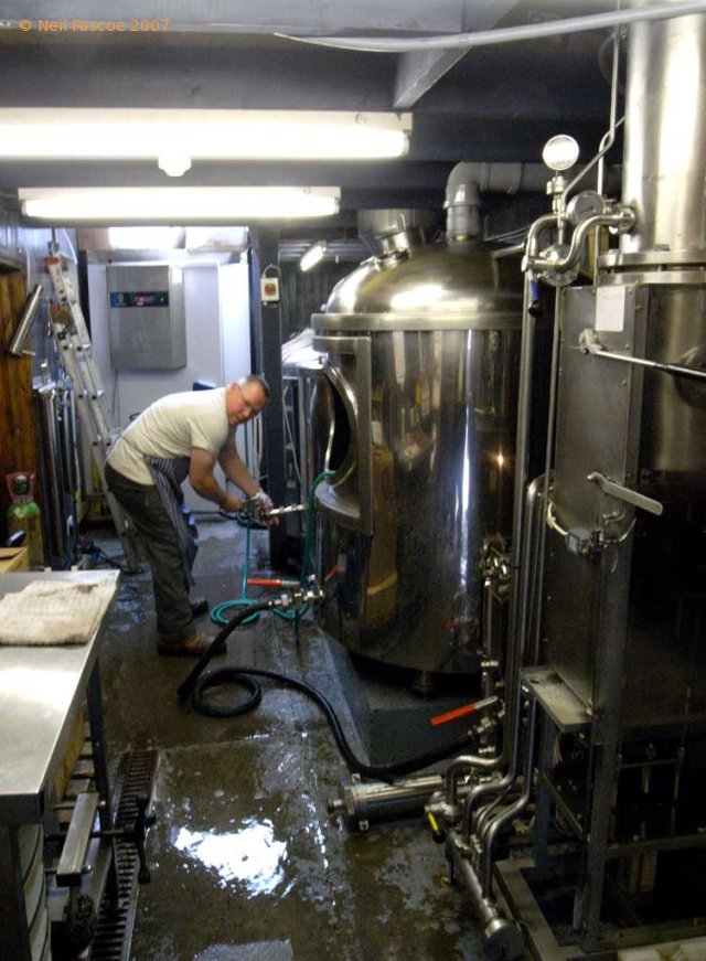 A picture of the brewing plant of The Oyster Bar & Brewery